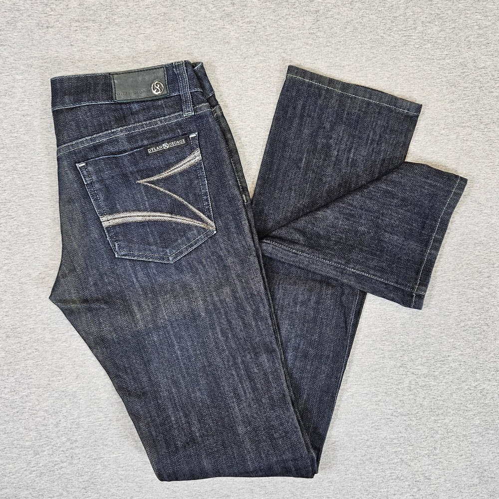 Dylan George Stephanie Straight Leg Jeans Dark Wash Indigo Low Rise Size 27
